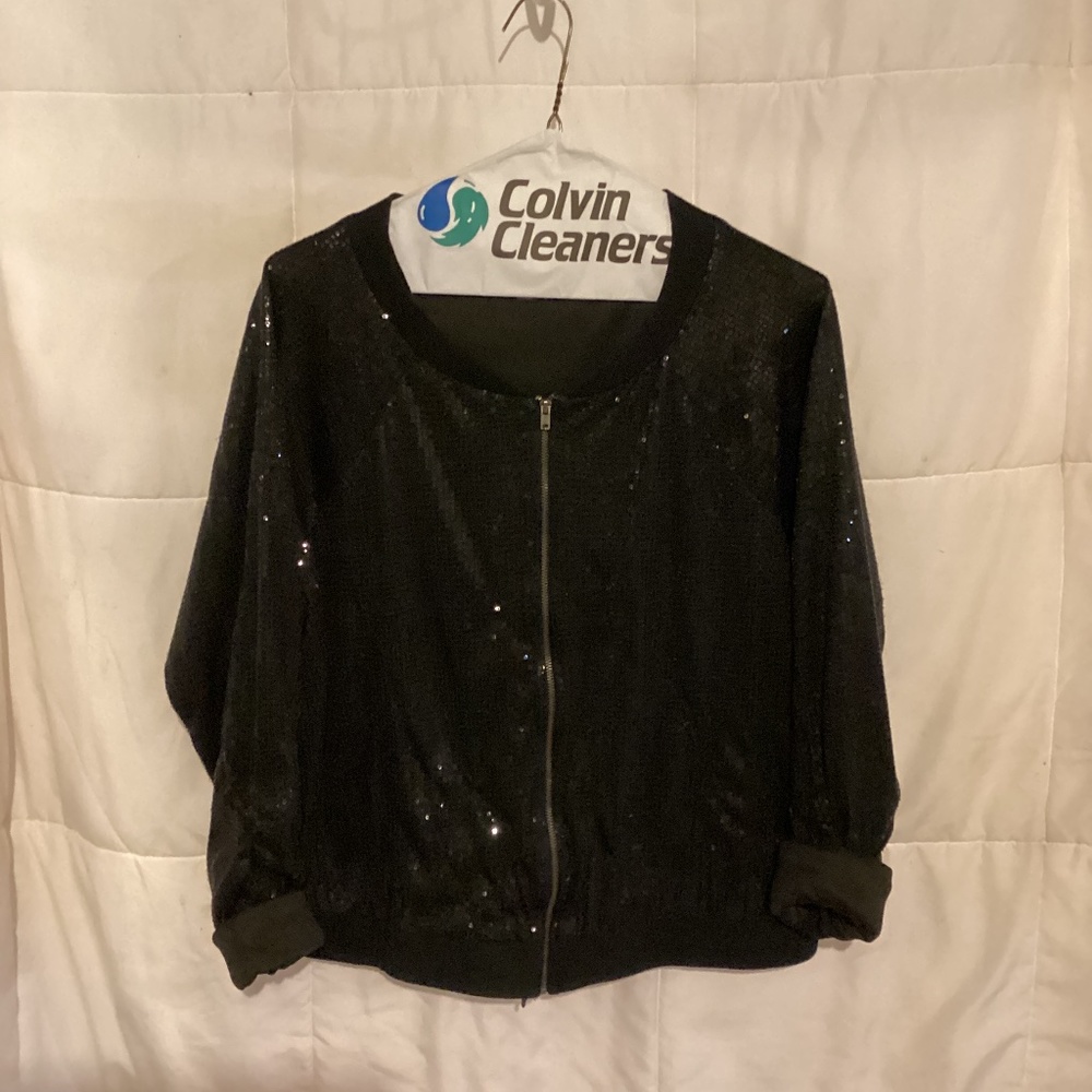 Material Girl Sequined Jacket & Black Jenni sequined pants